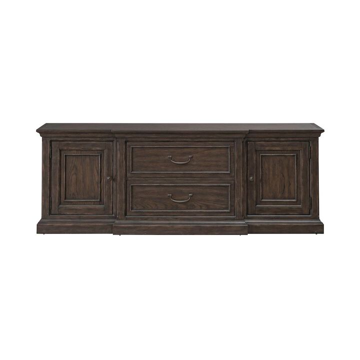 Liberty Furniture Paradise Valley 78 Inch Entertainment Console for Living Room - Saddle Brown