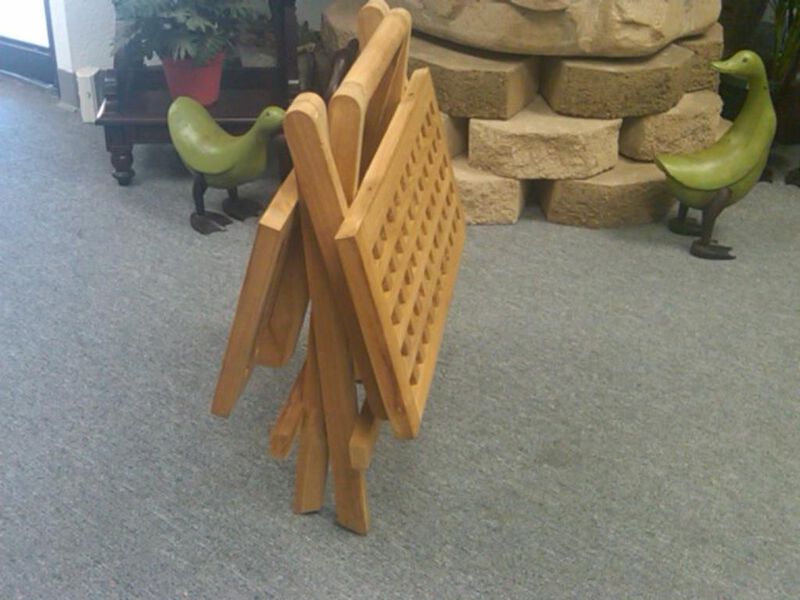 Teak Square Picnic Table (shown in open & close position)