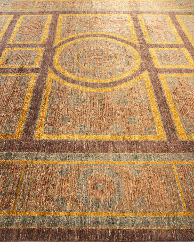 Eclectic, One-of-a-Kind Hand-Knotted Area Rug  - Brown, 9' 0" x 11' 10"