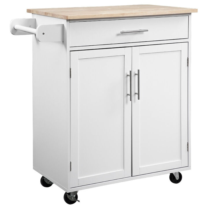 Black Kitchen Companion: Utility Cart with Wheels, Drawer & Cabinet