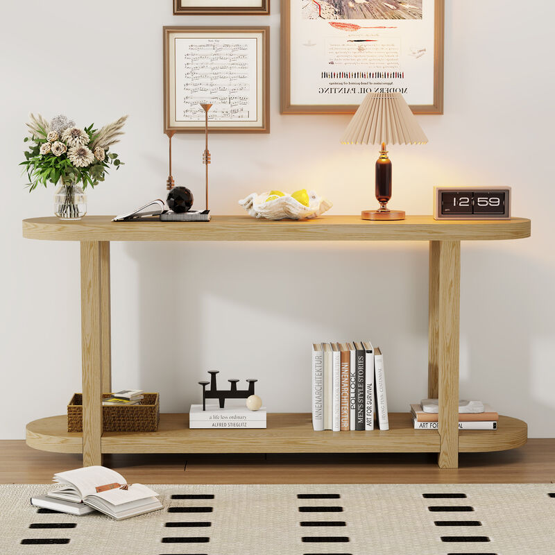 Merax Modern Minimalist Ash Veneer Entryway Console Table