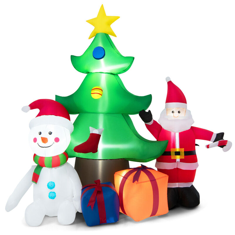 7.2 Feet Inflatable Lighted Christmas Decoration Tree with Santa Claus image number 0