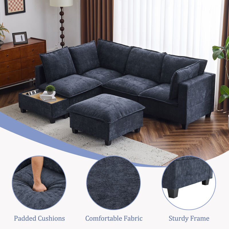 Merax Modular Chenille Sofa Couch with 1 Coffee Table