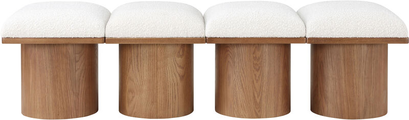 Meridian Furniture Pavilion Cream Boucle Fabric Bench