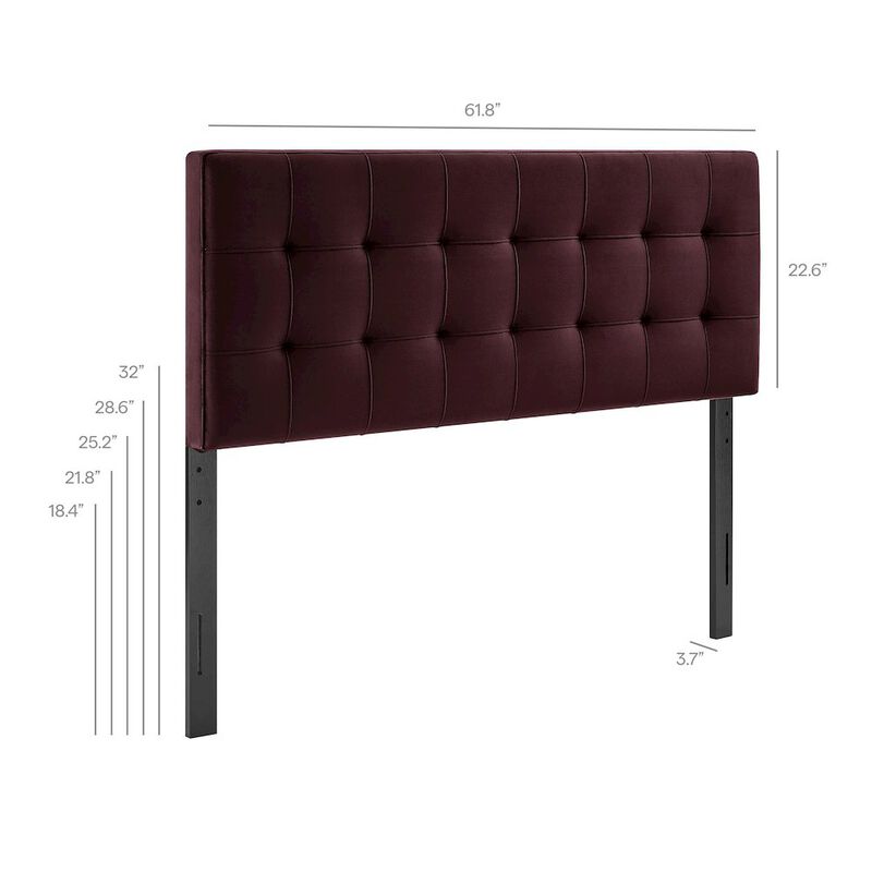 Lily Stain-Resistant Performance Velvet Queen Size Headboard image number 1