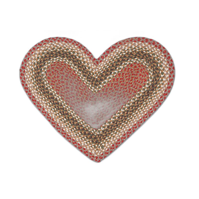 Earth Rugs C-24 Olive Burgundy Gray Heart Braided Rug 20 X 30 image number 0