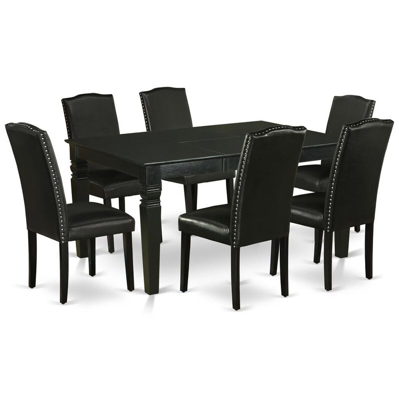 East West Furniture Dining Room Set Black, WEEN7-BLK-69