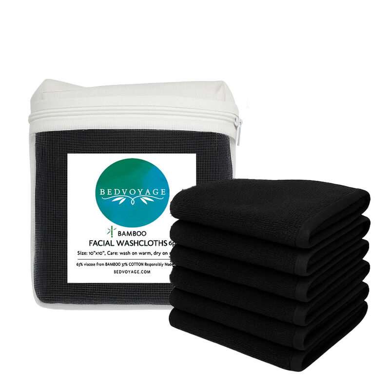 BedVoyage viscose from Bamboo Facial Washcloth, 6pk - Black