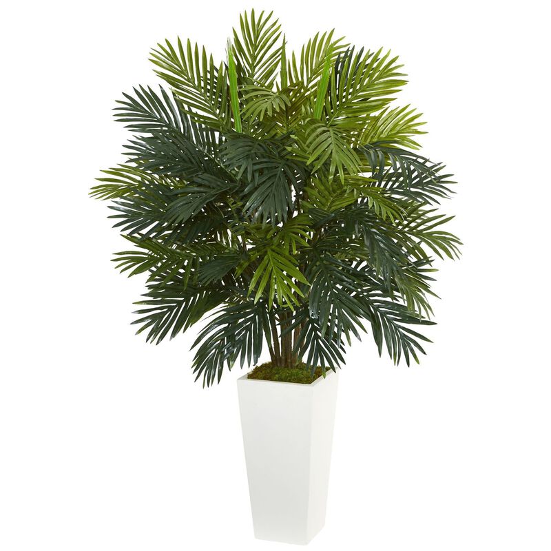 Nearly Natural 45-in Areca Palm in White Tower Planter image number 1