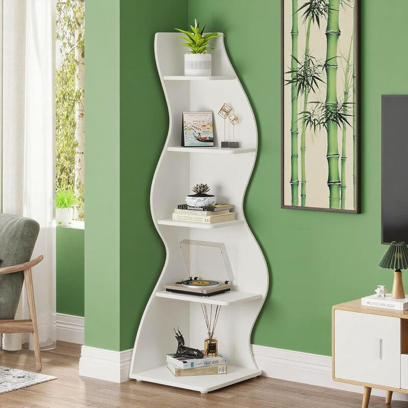 5-Tier Corner Shelving Unit for Home or Office Storage and Display image number 2