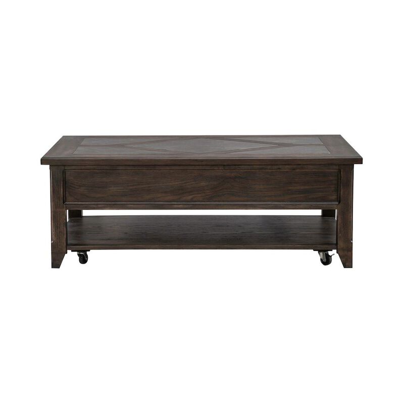 Liberty Furniture Living Room Rectangular Cocktail Table Traditional - Saddle Brown Oak Wood image number 4