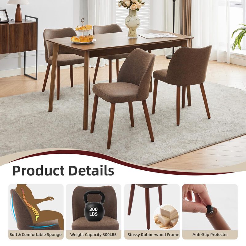 2 Pack Modern Wingback Dining Chairs, Linen Fabric Thick Cushion High Back Chairs with Rubberwood Legs for Home Dining Use image number 2