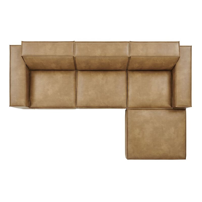 Restore 4-Piece Vegan Leather Modular Sofa Set with Ottoman image number 7