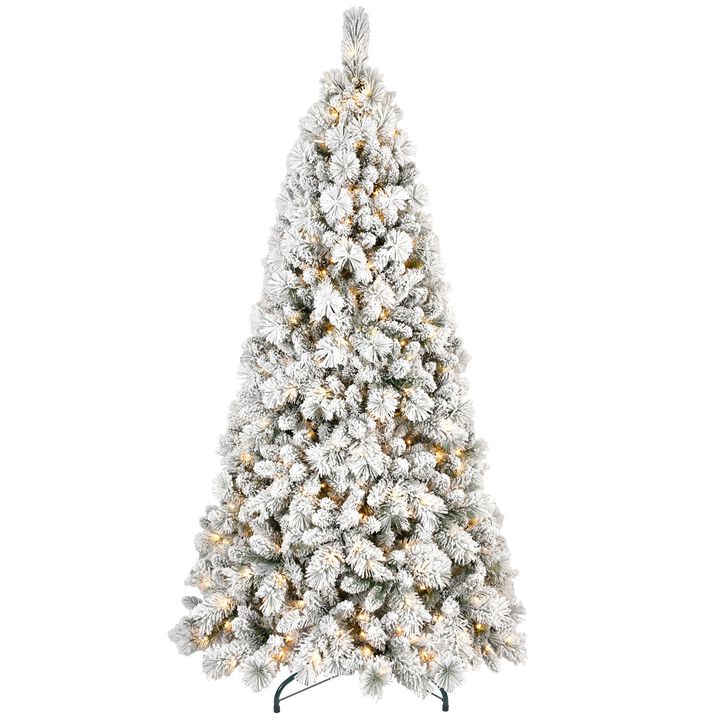 6 ft. Flocked Christmas Tree Pre Lit with 350 Warm White LED Lights