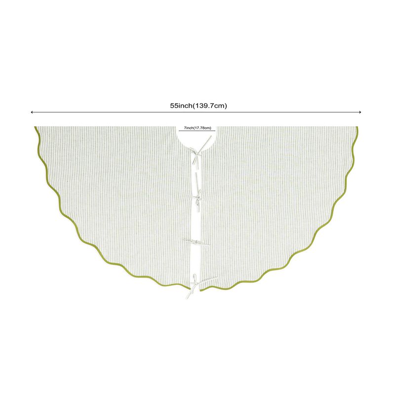 Solino Home 100% Pure Linen Red Stripe - Stripe Linen Christmas Tree Skirt image number 1