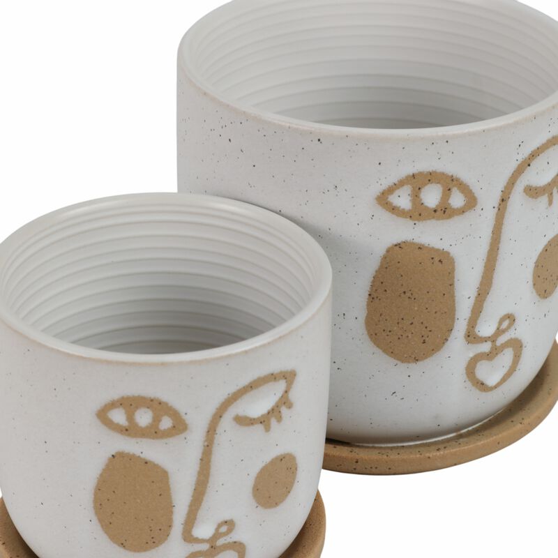 Funky Face Planter with Saucer Set