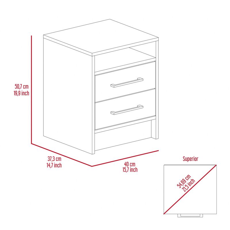 Bedroom Nightstand with 2 Drawers – Durable Wood Bedside Cabinet