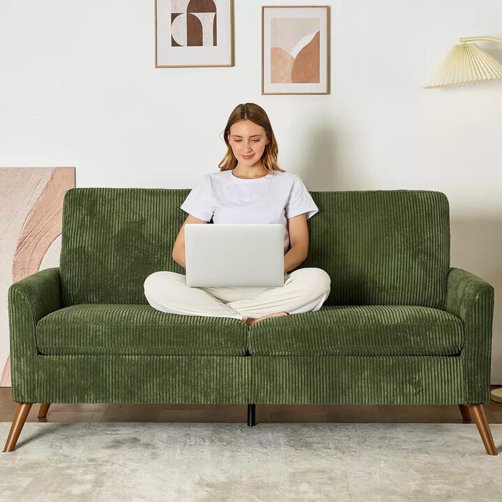 68" Loveseat Sofa, 2-Seater Couch for Small Spaces, Mid Century Modern Love Seat Tool-Free Assembly