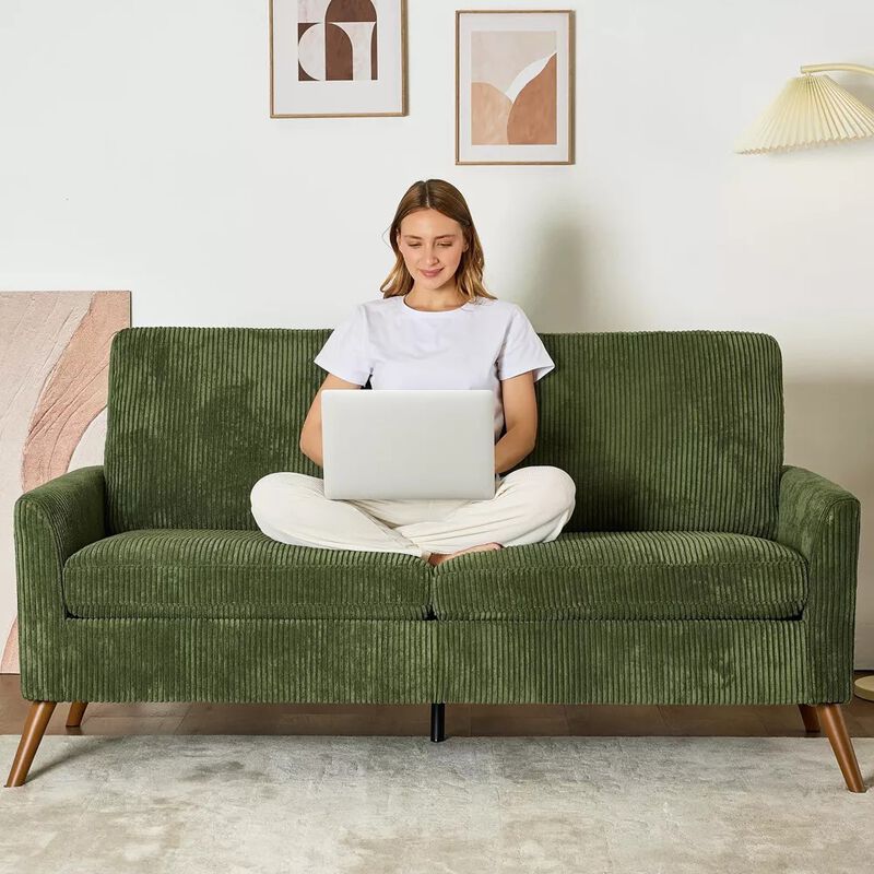 68" Loveseat Sofa, 2-Seater Couch for Small Spaces, Mid Century Modern Love Seat Tool-Free Assembly image number 1