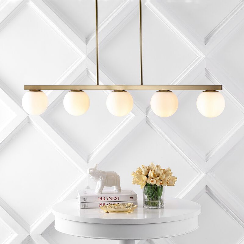 Luca Parisian Modern Glam Iron Globe Linear LED Pendant