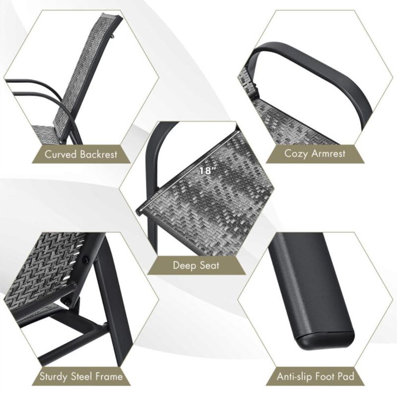 Hivvago Outdoor PE Wicker Stackable Chairs with Sturdy Steel Frame