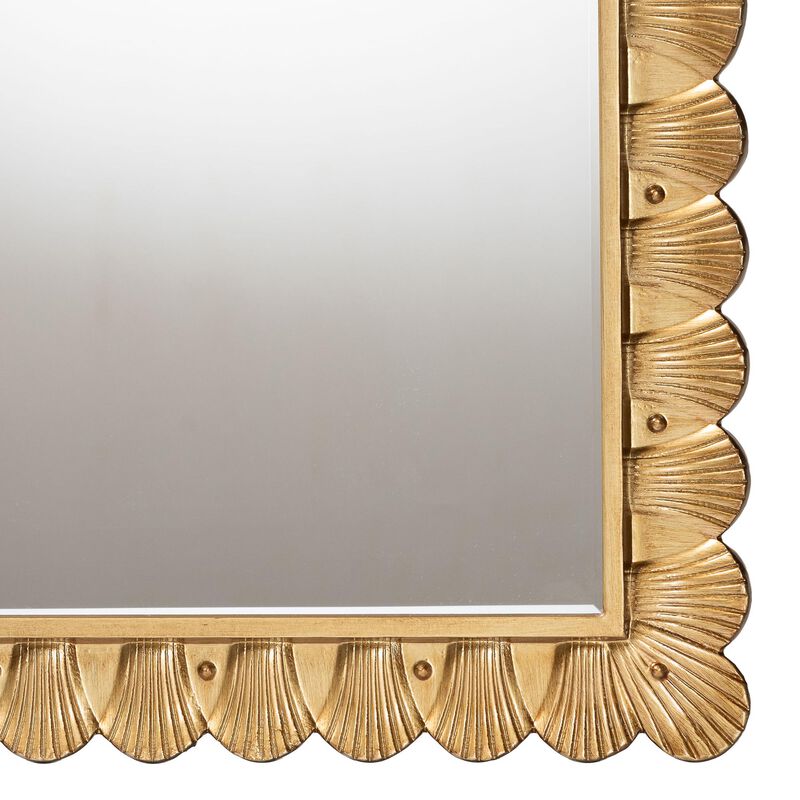 Baxton Studio Vadim Antique Gold Wood Accent Mirror with Seashell Border