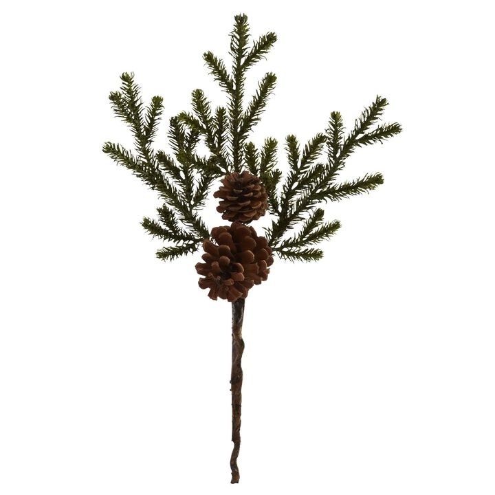 Nearly Natural 19-in Pine & Pinecone Artificial Flower (Set of 12)