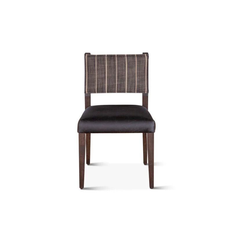 World Interiors Lila Dining Chair in Black Leather and Linen image number 3