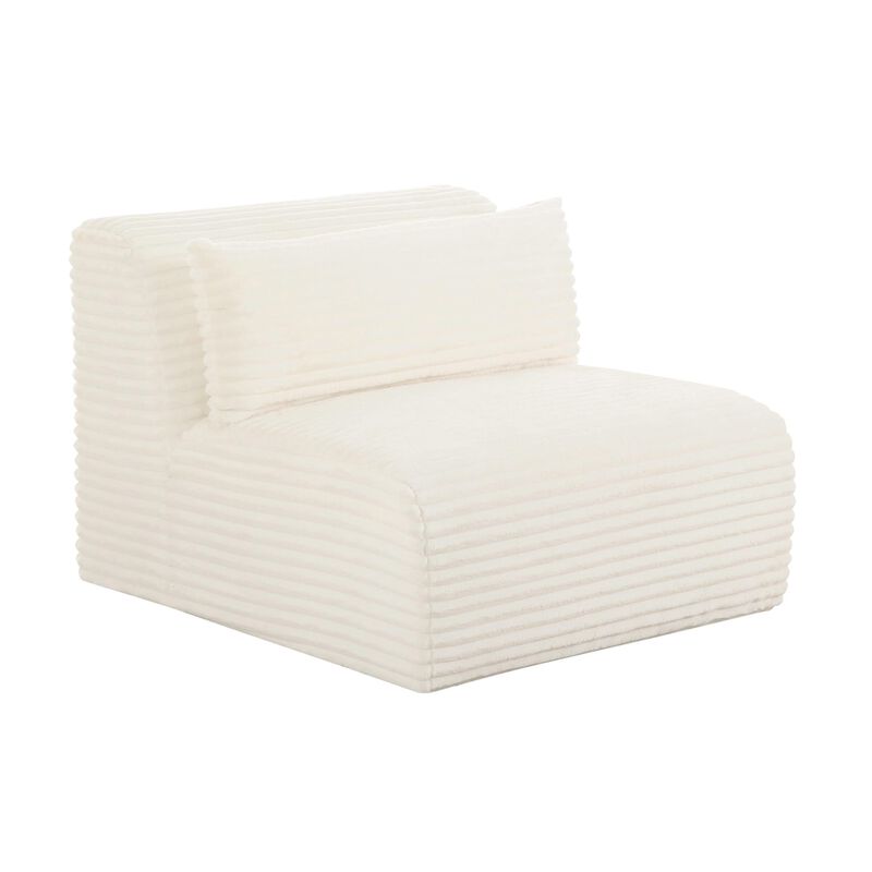 Casafoyer Tarra Fluffy Oversized Cream Corduroy Modular Armless Chair image number 0