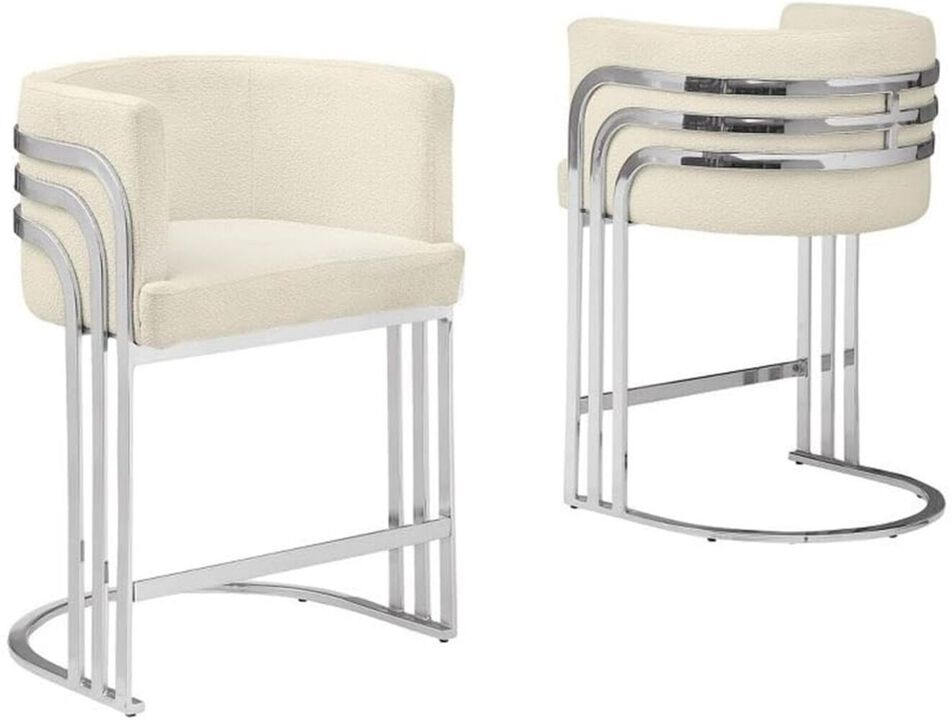 Best Quality Furniture Best Quality furniture Cream with silver barstool, Set of two