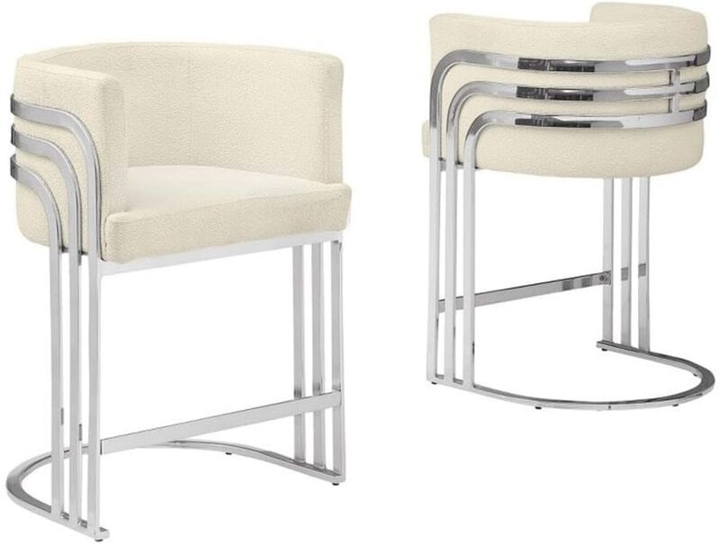 Best Quality Furniture Best Quality furniture Cream with silver barstool, Set of two