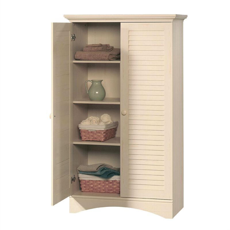 Wooden Armoire Wardrobe with Louver Doors and Versatile Storage