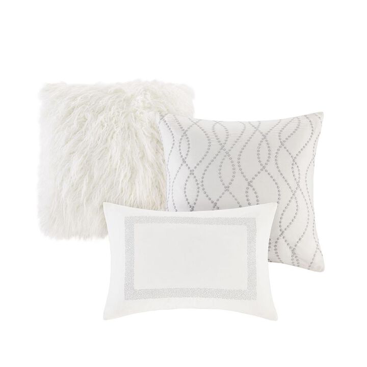 Belen Kox White Metallic Jacquard Comforter Set, Belen Kox
