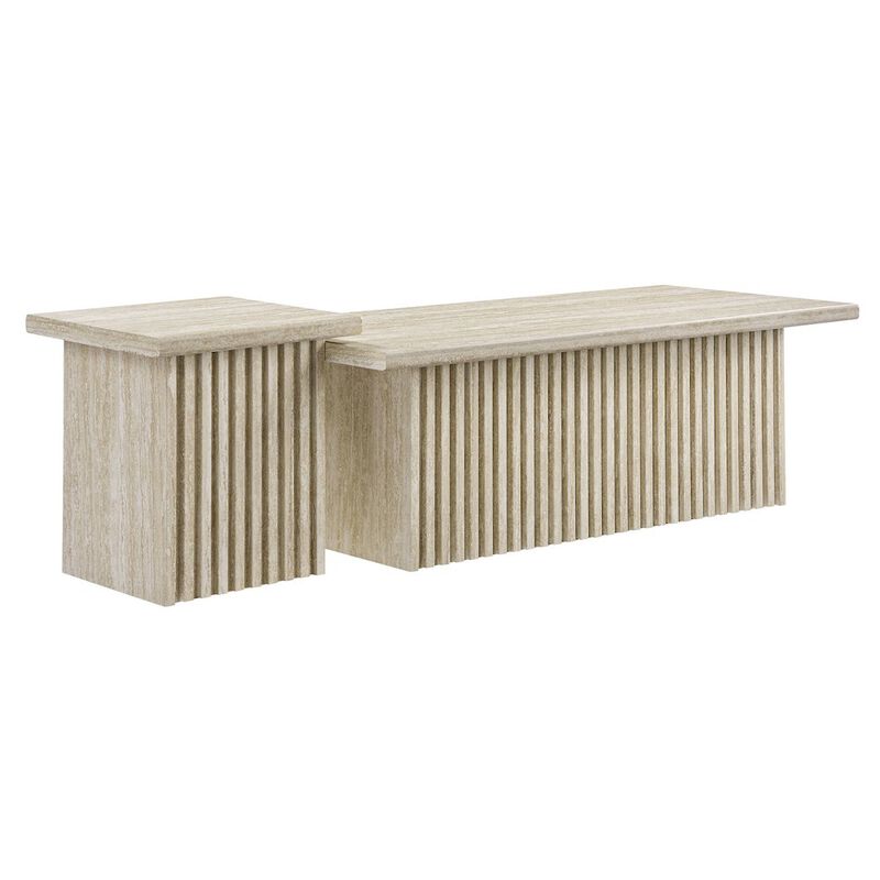 Modway Render Nesting Faux Travertine Coffee Tables Set of 2