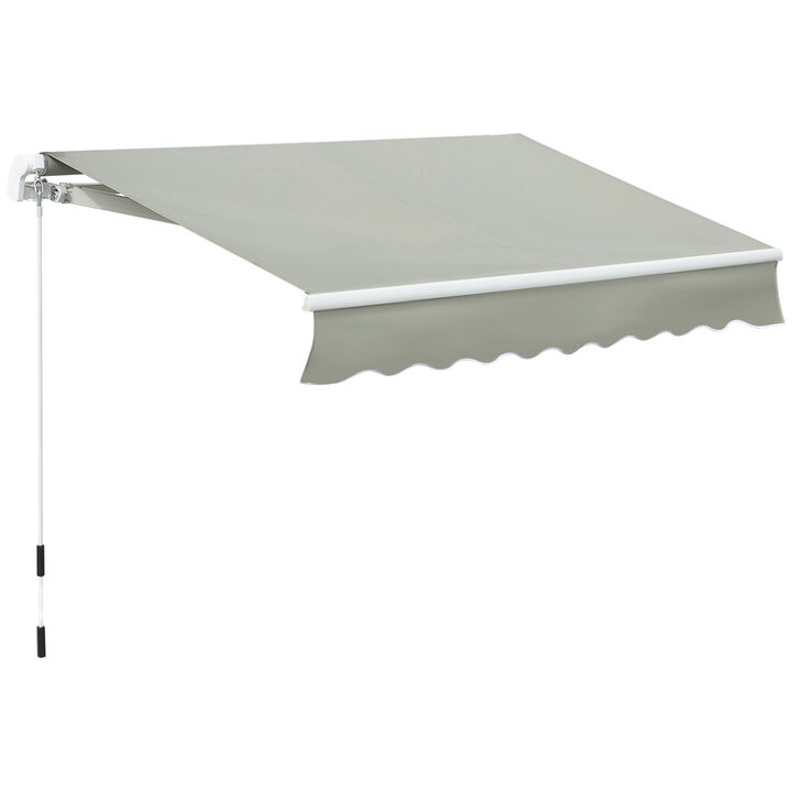 Outsunny 8' x 7' Patio Retractable Awning/Manual Exterior Sun Shade Deck Window Cover, Grey