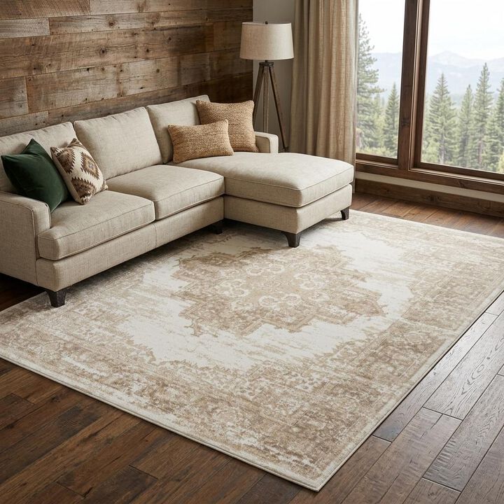 HomeRoots Floral Power Loom Area Rug