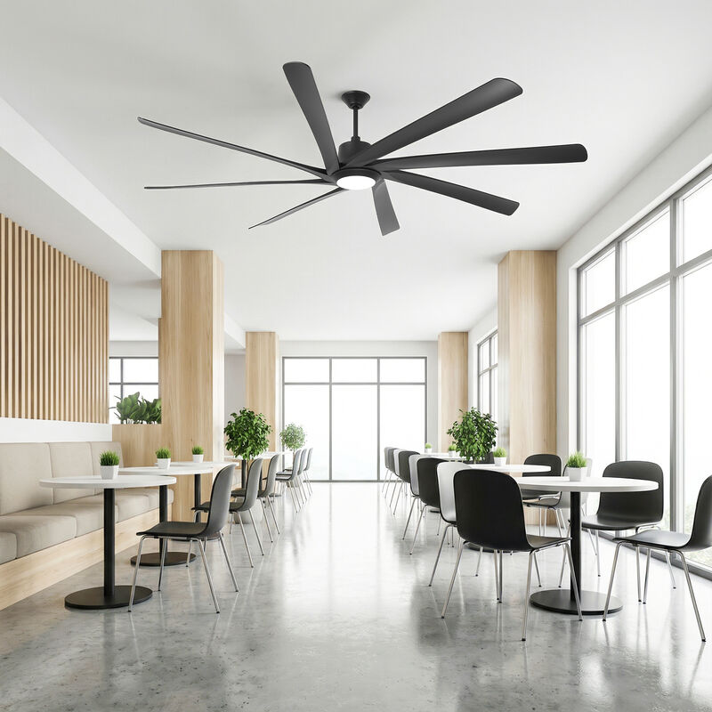 100" Modern Matte Black Reversible Dimmable Aero Blade Ceiling Fan with Light and Remote image number 3