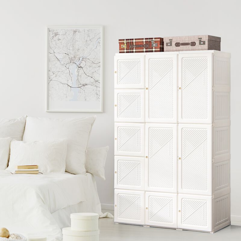 Clothes Foldable Armoire Wardrobe Closet with Cubby Storage