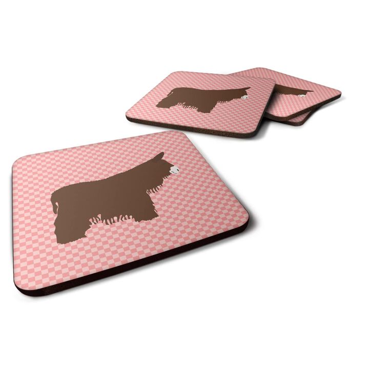 Caroline's Treasures Poitou Poiteuin Donkey Pink Check Decorative Coasters, 3.5, Multicolor