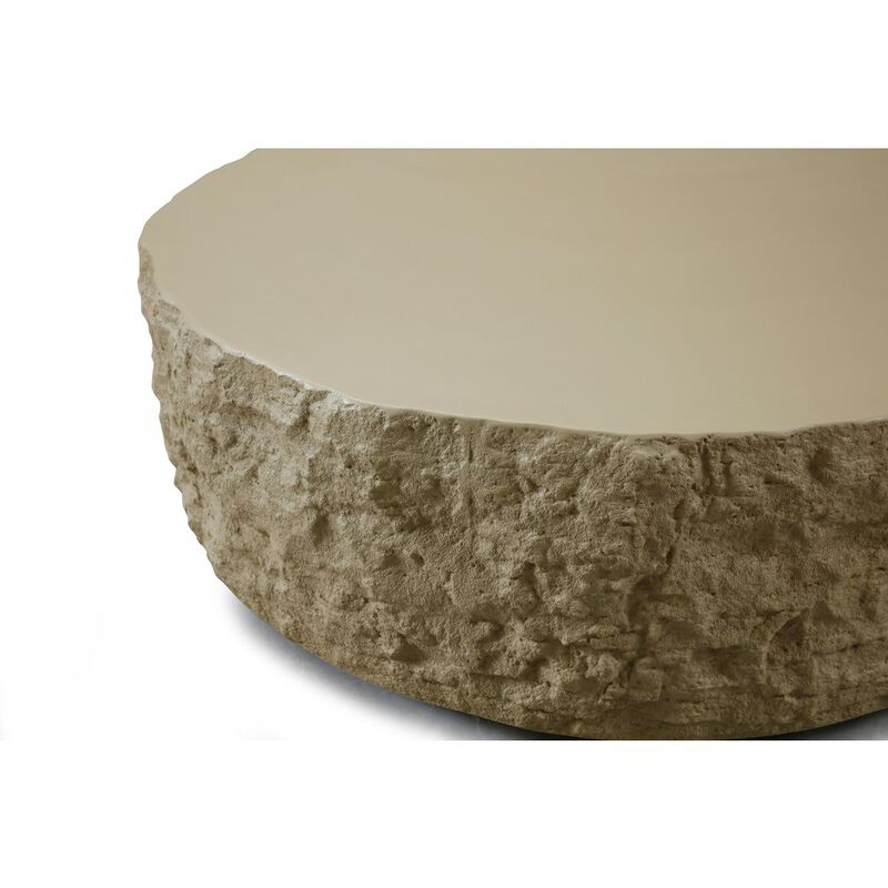 Modrest Quarry - Modern Beige Round Coffee Table