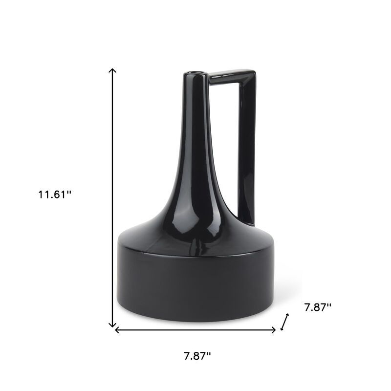 HomeRoots 12" Black Ceramic Jug Vase image number 2