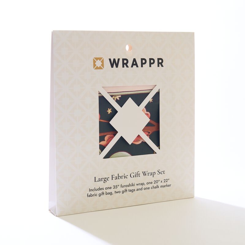 WRAPPR Reusable Fabric Gift Wrap Set with Gift Bag, Tags & Chalk Marker &ndash; Large image number 2