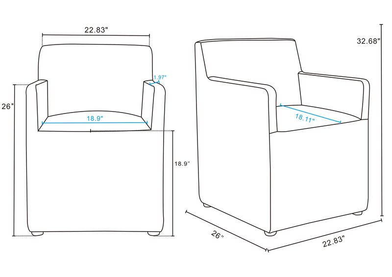 Anna Square Dining Arm Chairs in Brown (Set of 2)