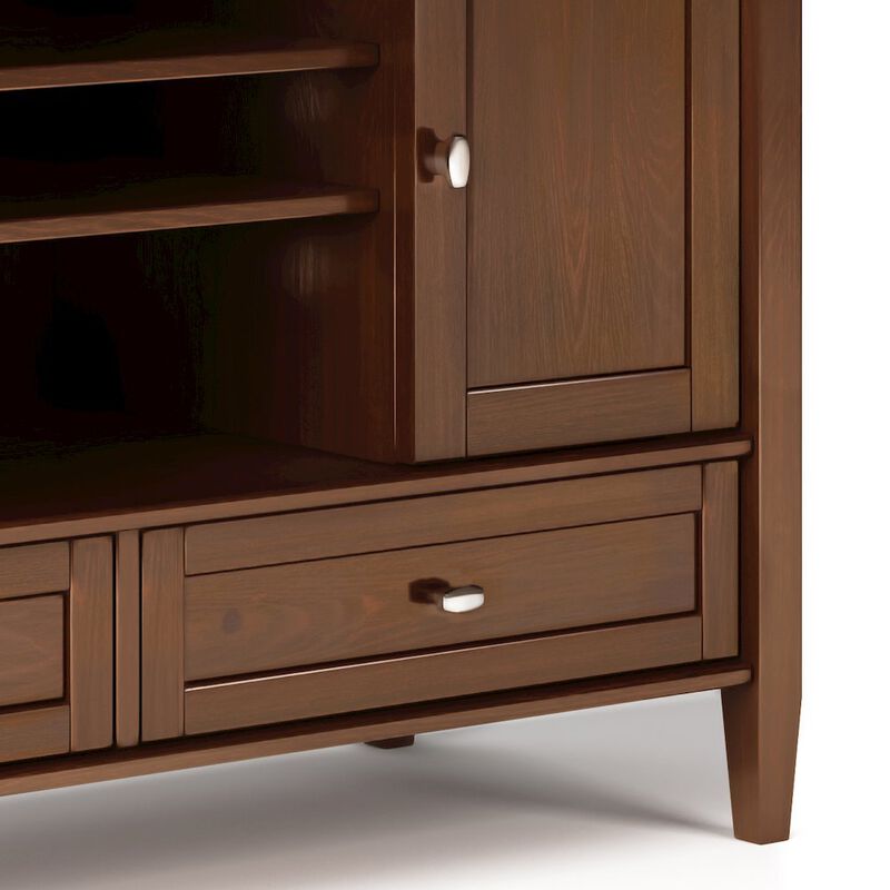 Simpli Home Warm Shaker Solid Wood Tv Media Stand In Russet Brown For Tvs Up To 50 Inches