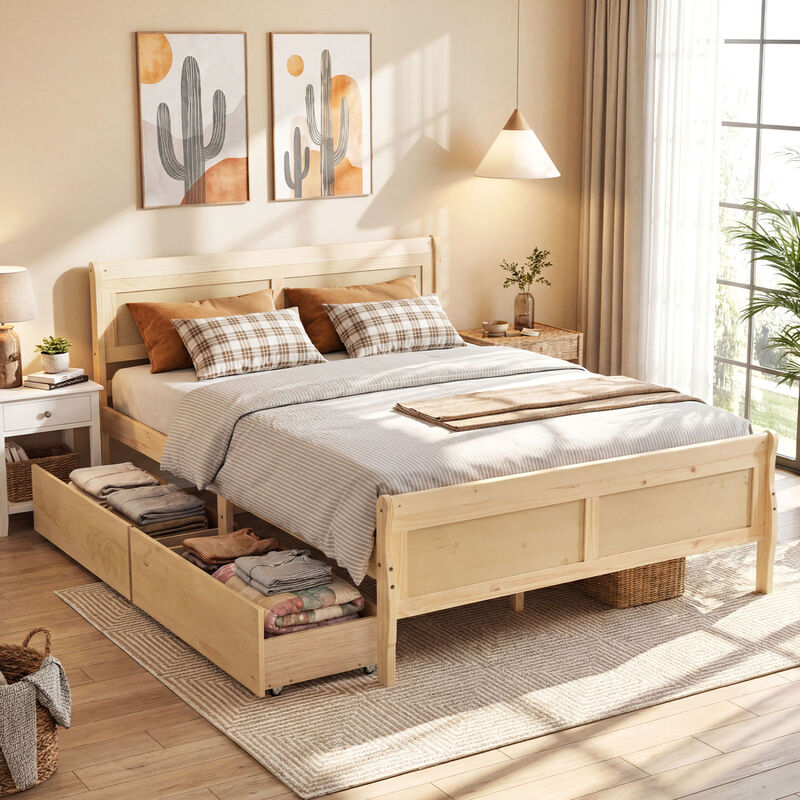 Modern Bed Frame with 2 Underbed Storage Drawers and Footboard image number 6