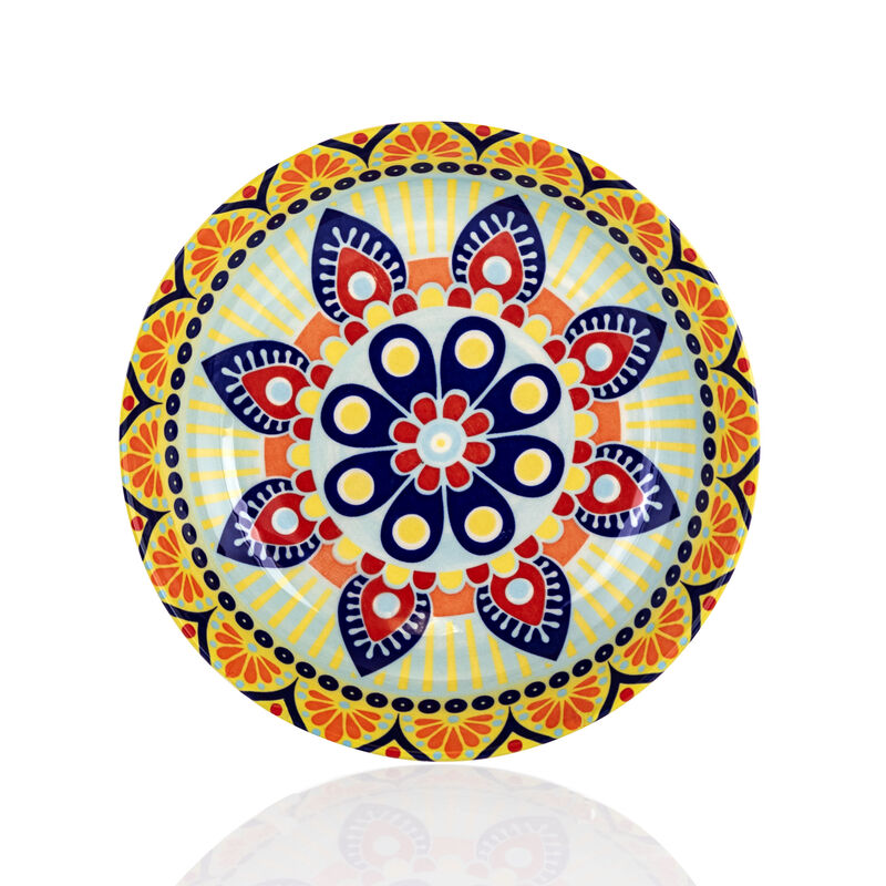 Elama Zen Blue Mozaik 16 Piece Luxurious Stoneware Dinnerware with Complete Setting for 4, 16pc