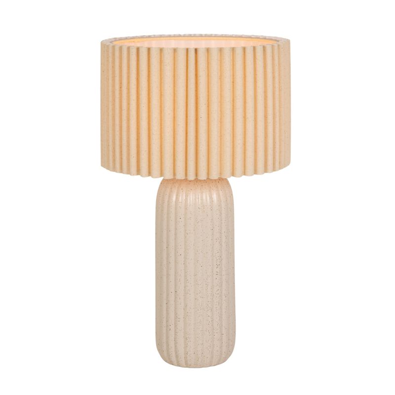 Stoneware Table Lamp with Ribbed Linen Shade image number 4
