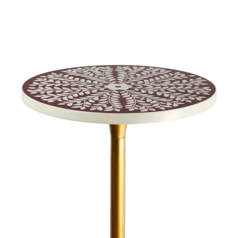 Nysha Modern Bohemian Metal/Resin Inlay Top End Table