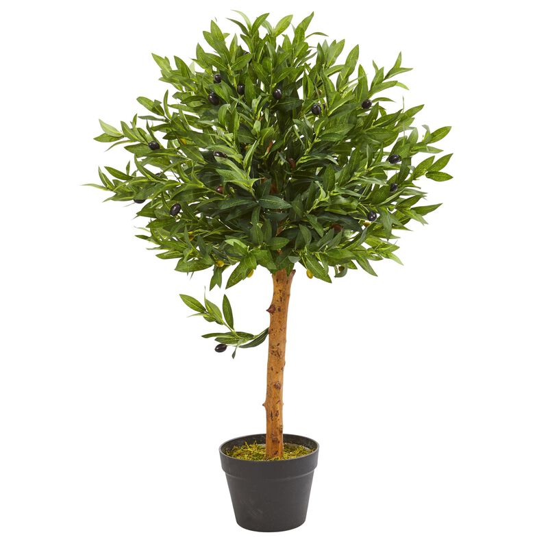 Hivvago 34 Inches Olive Topiary Artificial Tree UV Resistant (Indoor/Outdoor)