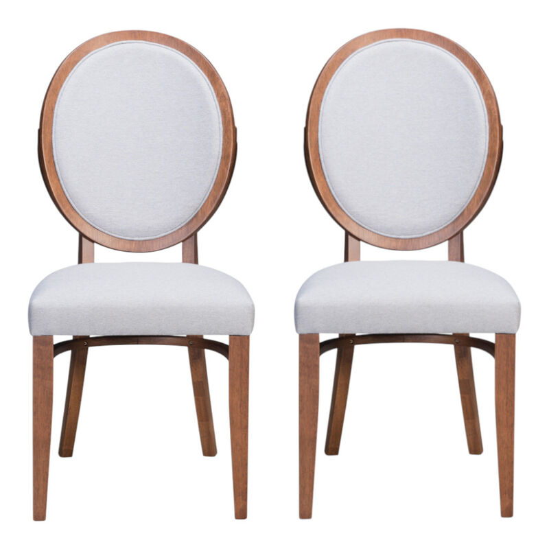 Set of Two Upholstered Fabric Dining Side Chairs – King Louis Back Style